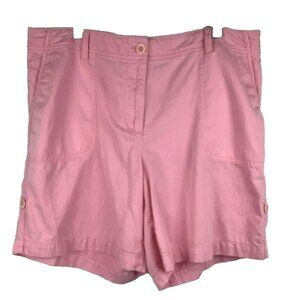 Talbots Shorts Women's Size 16P Petite Pink Cotton Linen Stretch Zip Pockets